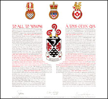 Letters patent granting heraldic emblems to Lino Anthony Saputo