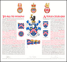 Letters patent granting heraldic emblems to Derrick Darko Strizic