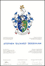 Letters patent granting heraldic emblems to Stephen Richard Berryman