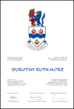 Lettres patentes concédant des emblèmes héraldiques à Dorothy Ruth More